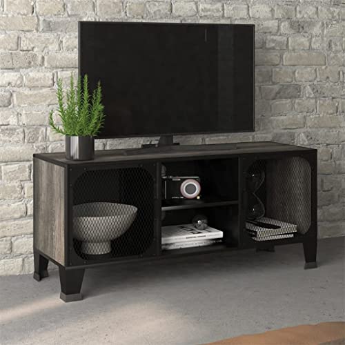 WRJENFSC TV Schrank Grau Lowboard aus Metall und MDF 105x36x47 cm mit 2 Türen Stauraum Robust Langlebig Urban-Industrielles Design für Wohnzimmer Schlafzimmer WRJENFSC TV Schrank Grau Lowboard aus Metall und MDF 105x36x47 cm mit 2 Türen Stauraum Robust Langlebig Urban-Industrielles Design für Wohnzimmer Schlafzimmer von WRJENFSC