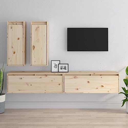WRJENFSC TV-Schrank Hängeschrank Massivholz Kiefer 4 Stück Set mit 2 Größen für Wohnzimmer Modernes und Praktisches Design Robust WRJENFSC TV-Schrank Hängeschrank Massivholz Kiefer 4 Stück Set mit 2 Größen für Wohnzimmer Modernes und Praktisches Design Robust von WRJENFSC