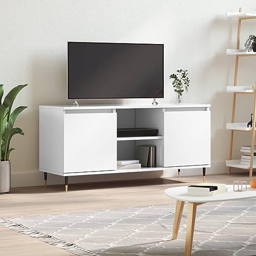 WRJENFSC TV-Schrank Hochglanz-Weiß 104x35x50 cm Holzwerkstoff Tv Unterschrank Tv Sideboard Wohnzimmer Tv Board Hängend Buffetschrank für Wohnstube Inneres Flur Schlafzimmer von WRJENFSC
