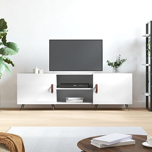 WRJENFSC TV-Schrank Hochglanz-Weiß 150x30x50 cm Holzwerkstoff Tv Cabinet for Living Room Tv Sideboard Wohnzimmer Tv Ständer Fernsehschrank für Schlafzimmer Inneres Flur Wohnstube von WRJENFSC