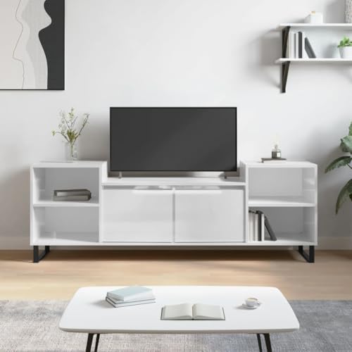 WRJENFSC TV-Schrank Hochglanz-Weiß 160x35x55 cm Holzwerkstoff Tv-Schrank Tv Sideboard Wohnzimmer Tv Ständer Wohnzimmer Möbel für Inneres Flur Schlafzimmer Wohnstube von WRJENFSC