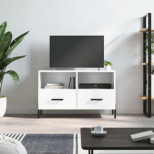WRJENFSC TV-Schrank Hochglanz-Weiß 80x36x50 cm Holzwerkstoff Tv Unterschrank Tv Sideboard Wohnzimmer Tv Ständer Sideboard Tv Lowboard für Flur Wohnstube Inneres Schlafzimmer von WRJENFSC