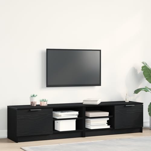WRJENFSC TV Schrank Lowboard 2er Set Schwarz Eiche Holzwerkstoff 80x35x36,5 cm Modernes Design mit Schiebetüren und viel Stauraum für Wohnzimmer Möbel WRJENFSC TV Schrank Lowboard 2er Set Schwarz Eiche Holzwerkstoff 80x35x36,5 cm Modernes Design mit Schiebetüren und viel Stauraum für Wohnzimmer Möbel von WRJENFSC