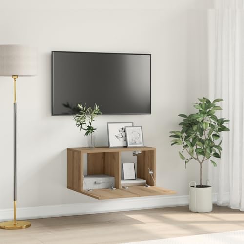 WRJENFSC TV-Schrank Lowboard Artisan Eiche Holzwerkstoff Rechteckig Braun mit 2 Türen 30cm Höhe Modernes Design Praktische Aufbewahrung für Wohnzimmer von WRJENFSC