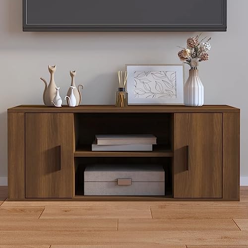 WRJENFSC TV-Schrank Lowboard Braun Eichen-Optik 100x35x40 cm aus Holzwerkstoff mit 4 Fächern Tür und Stabile Oberfläche für Fernseher im Wohnzimmer WRJENFSC TV-Schrank Lowboard Braun Eichen-Optik 100x35x40 cm aus Holzwerkstoff mit 4 Fächern Tür und Stabile Oberfläche für Fernseher im Wohnzimmer von WRJENFSC
