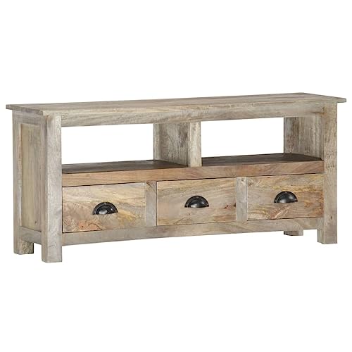 WRJENFSC TV-Schrank Lowboard Fernsehtisch 110x30x50 cm Massivholz Mango Eichen-Optik Grau Retro Design mit Schubladen und Fächern für Wohnzimmer WRJENFSC TV-Schrank Lowboard Fernsehtisch 110x30x50 cm Massivholz Mango Eichen-Optik Grau Retro Design mit Schubladen und Fächern für Wohnzimmer von WRJENFSC