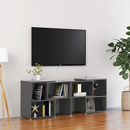 WRJENFSC TV-Schrank Lowboard Hochglanz-Grau 104x30x52cm Holzwerkstoff Modulares Design mit Regalen für Wohnzimmer und Schlafzimmer WRJENFSC TV-Schrank Lowboard Hochglanz-Grau 104x30x52cm Holzwerkstoff Modulares Design mit Regalen für Wohnzimmer und Schlafzimmer von WRJENFSC