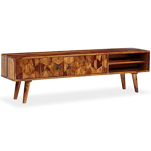 WRJENFSC TV-Schrank Lowboard Massivholz Akazie 140x30x40 cm mit Fach und Ablagen Stilvolles Möbel für Wohnzimmer als Sideboard von WRJENFSC
