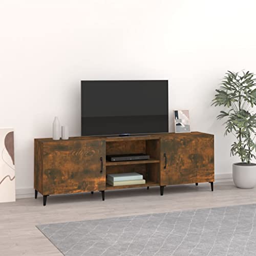 WRJENFSC TV-Schrank Lowboard Räuchereiche Holzwerkstoff 150 cm Breit Fernsehschrank mit Stauraum Klassisches Design Wohnzimmer Möbel von WRJENFSC