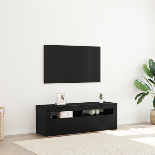 WRJENFSC TV Schrank Lowboard Schwarz Eiche 120x35x40 cm Modernes Design mit Schiebetüren für Wohnzimmer von WRJENFSC