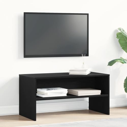 WRJENFSC TV-Schrank Lowboard Schwarz Eiche-Optik 80x40x40 cm aus Holzwerkstoff mit Reichlich Stauraum und Robuster Oberplatte für Wohnzimmer Schlafzimmer von WRJENFSC
