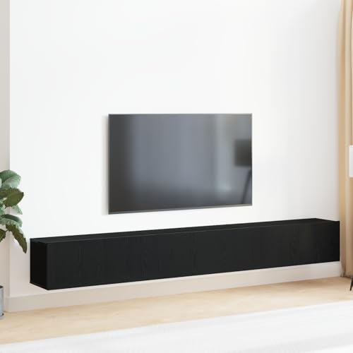 WRJENFSC TV-Schrank Lowboard Schwarz Holzwerkstoff Modernes Design mit 9 Schranktüren 240 cm TV Board Sideboard für Wohnzimmer von WRJENFSC