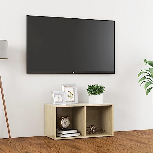 WRJENFSC TV-Schrank Lowboard Sideboard Sonoma-Eiche Holzwerkstoff 72x35x36,5 cm mit 2 Fächern - horizontal oder vertikal aufstellbar für Wohnzimmer Multimedia-Geräte WRJENFSC TV-Schrank Lowboard Sideboard Sonoma-Eiche Holzwerkstoff 72x35x36,5 cm mit 2 Fächern - horizontal oder vertikal aufstellbar für Wohnzimmer Multimedia-Geräte von WRJENFSC