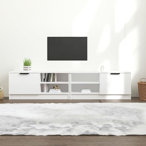 WRJENFSC TV-Schrank Lowboard Weiß Holzwerkstoff 80x35x36,5 cm 2 Stück Moderner Fernsehschrank mit Schublade Wohnzimmermöbel von WRJENFSC