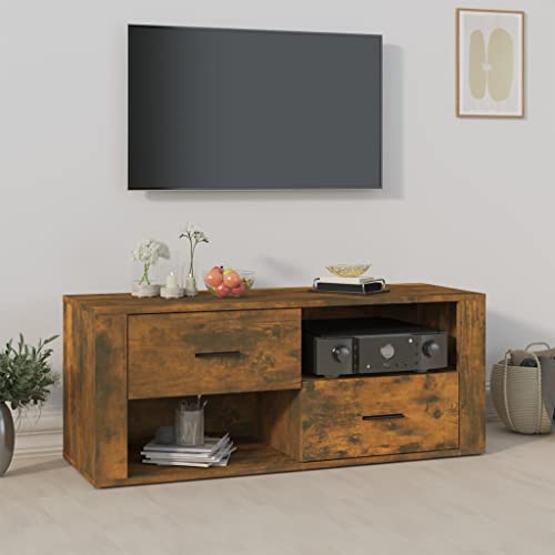 WRJENFSC TV Schrank Lowboard aus Holzwerkstoff in Räuchereiche 100x35x40 cm mit Schubladen und robuster Oberplatte für Wohnzimmer Möbel von WRJENFSC