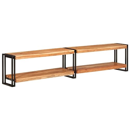 WRJENFSC TV-Schrank Lowboard aus Massivholz Akazie 200x30x40 cm mit Metallrahmen für Fernseher im Wohnzimmer Elegantes Design und Viel Stauraum von WRJENFSC