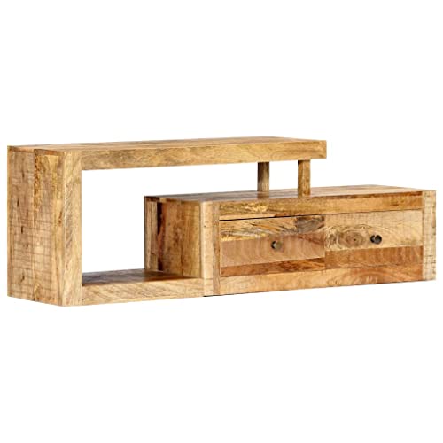 WRJENFSC TV Schrank Lowboard aus Massivholz Mango 120x30x40 cm Modernes Design mit Schubladen und Fach für Wohnzimmer Stauraum von WRJENFSC