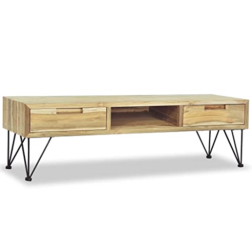 WRJENFSC TV Schrank Lowboard aus recyceltem Massivholz Teak 120x35x35 cm Kolonialstil mit Schubladen für Wohnzimmer TV Möbel von WRJENFSC