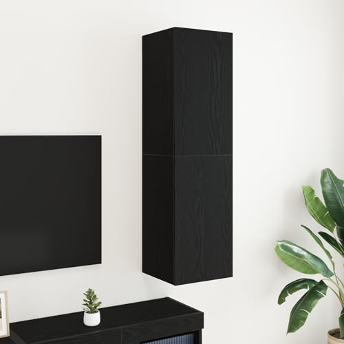 WRJENFSC TV Schrank Lowboard in Schwarz-Eiche Modernes Design 30 x 30.5 x 110 cm mit Verstellbaren Regalen und 2 Türen für Wohnzimmer Heimkino WRJENFSC TV Schrank Lowboard in Schwarz-Eiche Modernes Design 30 x 30.5 x 110 cm mit Verstellbaren Regalen und 2 Türen für Wohnzimmer Heimkino von WRJENFSC