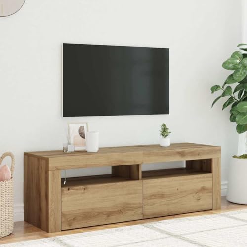 WRJENFSC TV-Schrank Lowboard mit RGB-LED Beleuchtung Artisan-Eiche Farbe Holzwerkstoff 120x35x40 cm für Wohnzimmer Fernsehtisch Modernes Design Robust mit 2 Türen 2 Fächern WRJENFSC TV-Schrank Lowboard mit RGB-LED Beleuchtung Artisan-Eiche Farbe Holzwerkstoff 120x35x40 cm für Wohnzimmer Fernsehtisch Modernes Design Robust mit 2 Türen 2 Fächern von WRJENFSC