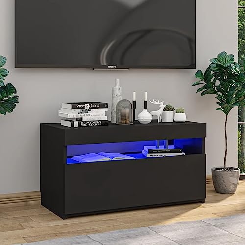 WRJENFSC TV-Schrank Lowboard mit RGB LED Beleuchtung Schwarz Holzwerkstoff 75x35x40 cm Moderner Fernsehschrank für Wohnzimmer WRJENFSC TV-Schrank Lowboard mit RGB LED Beleuchtung Schwarz Holzwerkstoff 75x35x40 cm Moderner Fernsehschrank für Wohnzimmer von WRJENFSC