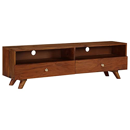 WRJENFSC TV-Schrank Massivholz Altholz 140 cm Breite Braun Retro Design mit 2 Fächern und 2 Ablagen TV Board Lowboard Sideboard für Wohnzimmer WRJENFSC TV-Schrank Massivholz Altholz 140 cm Breite Braun Retro Design mit 2 Fächern und 2 Ablagen TV Board Lowboard Sideboard für Wohnzimmer von WRJENFSC