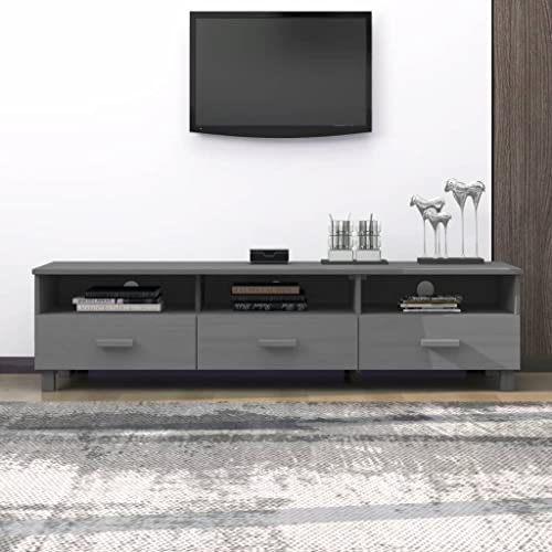 WRJENFSC TV-Schrank Massivholz Kiefer Dunkelgrau 158x40x40 cm mit 3 Schubladen und 3 Fächern Fernsehschrank Lowboard für Wohnzimmer von WRJENFSC