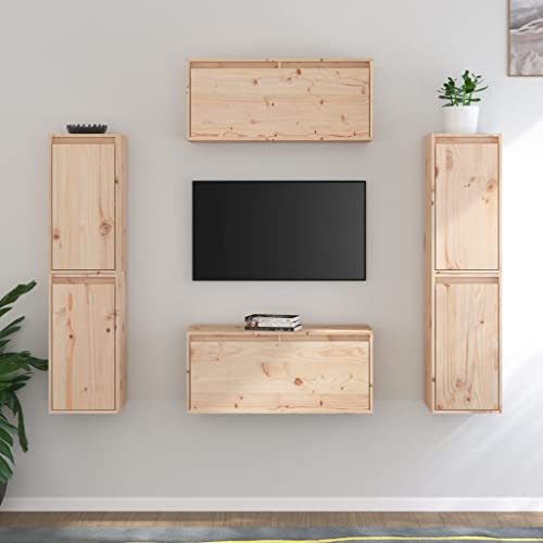 WRJENFSC TV-Schrank Massivholz Kiefer Hängend Set 6 STK für Wohnzimmer, 4X 30x30x60cm + 2X 80x30x35cm, Klassisches Design mit viel Stauraum WRJENFSC TV-Schrank Massivholz Kiefer Hängend Set 6 STK für Wohnzimmer, 4X 30x30x60cm + 2X 80x30x35cm, Klassisches Design mit viel Stauraum von WRJENFSC