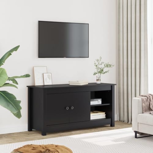 WRJENFSC TV-Schrank Massivholz Kiefer Schwarz 103x36,5x52 cm Modernes Lowboard mit Stauraum für Wohnzimmer TV Möbel von WRJENFSC