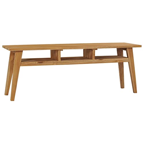 WRJENFSC TV Schrank Massivholz Teak Kolonialstil 120x35x45 cm mit 3 offenen Regalen als Lowboard Sideboard für Wohnzimmer Rustikales Design Einzigartige Maserung von WRJENFSC