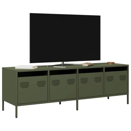 WRJENFSC TV-Schrank Olivgrün 135x39x43,5 cm Kaltgewalzter Stahl Fernseher Schrank Tv Ständer Buffetschrank Sideboard Tv Lowboard für Schlafzimmer Inneres Flur Wohnstube von WRJENFSC