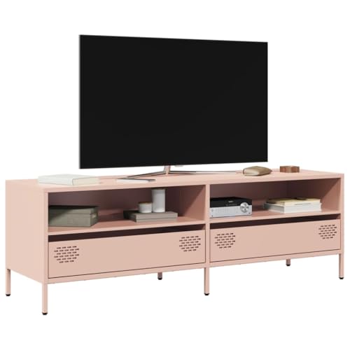 WRJENFSC TV-Schrank Rosa 135x39x43,5 cm Kaltgewalzter Stahl Fernseher Schrank Tv Sideboard Wohnzimmer Tv Board Hängend Tv Stand Cabinet für Flur Wohnstube Schlafzimmer Inneres von WRJENFSC