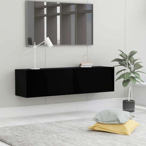WRJENFSC TV-Schrank Schwarz 120x30x30 cm aus Holzwerkstoff mit Wandmontage und 2 Fächern für modernes Wohnzimmer von WRJENFSC