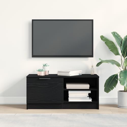 WRJENFSC TV-Schrank Schwarz Eiche 80x35x36,5 cm aus Holzwerkstoff Modernes Lowboard mit Mattem Finish Verstellbaren Regalen für Wohnzimmer Möbel von WRJENFSC
