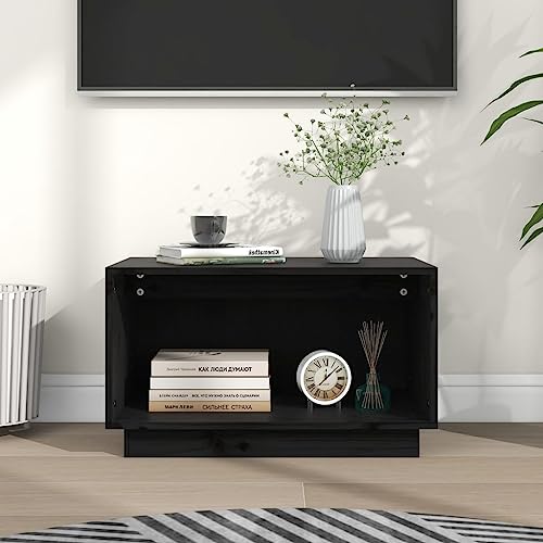 WRJENFSC TV Schrank Schwarz Massivholz Kiefer 60x35x35 cm Hängend mit Stauraum für Wohnzimmer von WRJENFSC