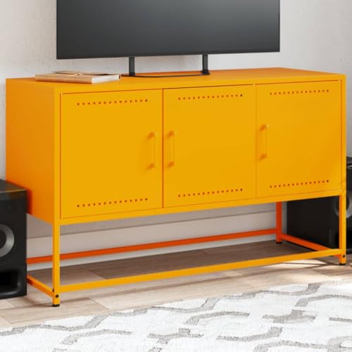 WRJENFSC TV-Schrank Senfgelb 100,5x39x60,5 cm Stahl Fernseher Ständer Couchtisch Tv Ständer Tv Tisch für Flur Inneres Wohnstube Schlafzimmer von WRJENFSC