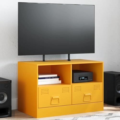 WRJENFSC TV-Schrank Senfgelb 67x39x44 cm Stahl Fernseher Ständer Couchtisch Tv Ständer Tv Tisch für Wohnstube Schlafzimmer Flur Inneres von WRJENFSC