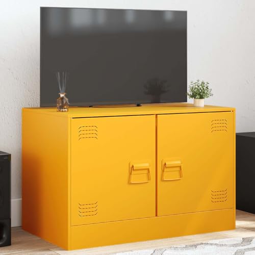 WRJENFSC TV-Schrank Senfgelb 67x39x44 cm Stahl Tv Table Couchtisch Tv Board Hängend Fernsehtisch Hoch für Inneres Flur Wohnstube Schlafzimmer von WRJENFSC