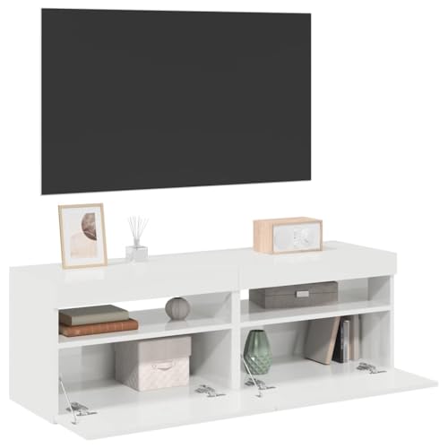 WRJENFSC TV Schrank Set 2er Set Hochglanz Weiß 60 cm Breite mit RGB LED Beleuchtung Lowboard für Wohnzimmer WRJENFSC TV Schrank Set 2er Set Hochglanz Weiß 60 cm Breite mit RGB LED Beleuchtung Lowboard für Wohnzimmer von WRJENFSC
