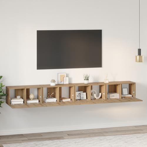 WRJENFSC TV-Schrank Set 4 pcs Handwerklich Gefertigter Eichenholz Wandmontiert Aus Holzwerkstoff Für Wohnzimmer Garagen Modern Platzsparend WRJENFSC TV-Schrank Set 4 pcs Handwerklich Gefertigter Eichenholz Wandmontiert Aus Holzwerkstoff Für Wohnzimmer Garagen Modern Platzsparend von WRJENFSC
