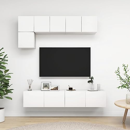 WRJENFSC TV-Schrank Set Hängend Weiß 5-TLG. Holzwerkstoff mit Stauraum für Wohnzimmer Fernsehschrank TV Board WRJENFSC TV-Schrank Set Hängend Weiß 5-TLG. Holzwerkstoff mit Stauraum für Wohnzimmer Fernsehschrank TV Board von WRJENFSC