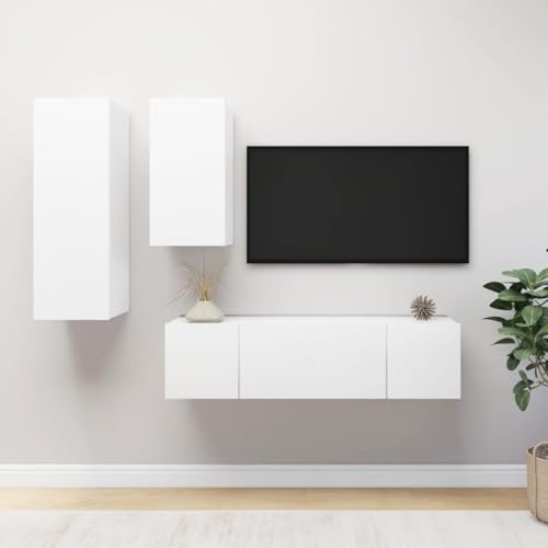 WRJENFSC TV Schrank Set Hängend Weiß Hartfaserplatte Modernes Design Großer Stauraum TV Board Sideboard für Wohnzimmer WRJENFSC TV Schrank Set Hängend Weiß Hartfaserplatte Modernes Design Großer Stauraum TV Board Sideboard für Wohnzimmer von WRJENFSC