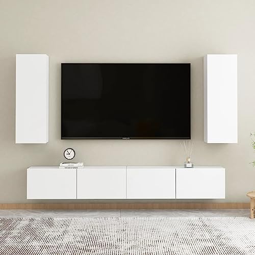 WRJENFSC TV Schrank Set Weiß 80cm und 30.5cm Breite Holzwerkstoff Modern mit Staufächern Wandmontiert für Wohnzimmer TV Board Sideboard WRJENFSC TV Schrank Set Weiß 80cm und 30.5cm Breite Holzwerkstoff Modern mit Staufächern Wandmontiert für Wohnzimmer TV Board Sideboard von WRJENFSC