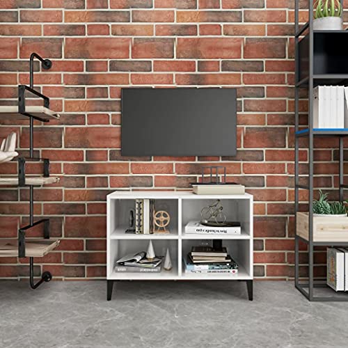 WRJENFSC TV-Schrank Sideboard Hochglanz-Weiß mit Metallbeinen 69,5x30x50cm für Wohnzimmer Modernes Design Stauraum Lösung von WRJENFSC