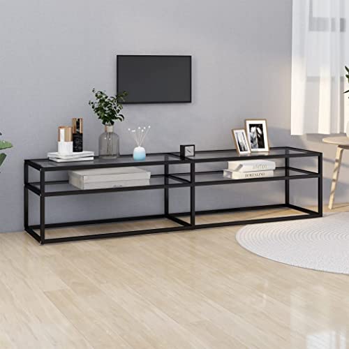 WRJENFSC TV Schrank Transparent 180x40x40,5 cm aus Hartglas und Stahl - Modernes Lowboard für Wohnzimmer mit Ablage, Schlankes Design, Robust und Leicht zu Reinigen von WRJENFSC