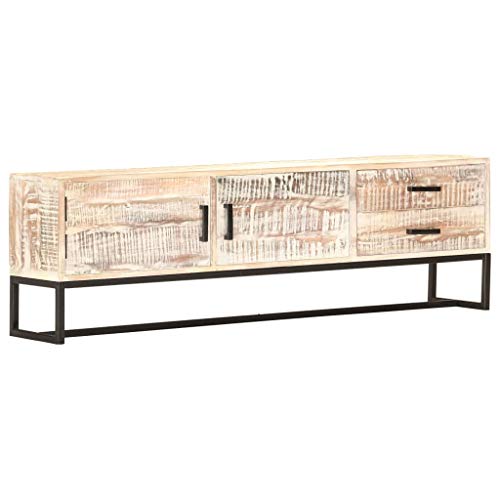 WRJENFSC TV-Schrank Weiß 140x30x45 cm aus Massivholz Akazie mit 2 Türen 2 Schubladen als Lowboard oder Sideboard für Wohnzimmer mit vielseitigem Stauraum und markantem Design WRJENFSC TV-Schrank Weiß 140x30x45 cm aus Massivholz Akazie mit 2 Türen 2 Schubladen als Lowboard oder Sideboard für Wohnzimmer mit vielseitigem Stauraum und markantem Design von WRJENFSC