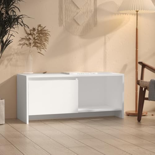 WRJENFSC TV Schrank Weiß Holzwerkstoff Lowboard 90x35x40 cm Modernes Design mit Tür und Fach für Wohnzimmer von WRJENFSC