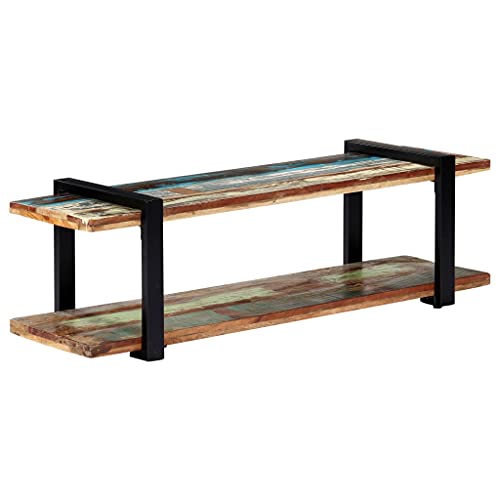 WRJENFSC TV Schrank aus Massivholz 130 x 40 cm Industrielles Design Sideboard Lowboard Couchtisch Wohnzimmermöbel mit Eisenbeinen von WRJENFSC