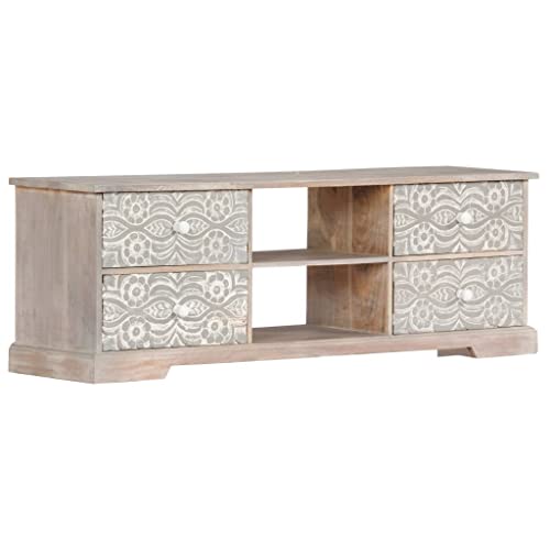 WRJENFSC TV Schrank aus Massivholz Akazie Weiß Grau 120x30x40 cm mit 4 Schubladen Handgeschnitztes Lowboard für Wohnzimmer WRJENFSC TV Schrank aus Massivholz Akazie Weiß Grau 120x30x40 cm mit 4 Schubladen Handgeschnitztes Lowboard für Wohnzimmer von WRJENFSC