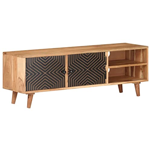 WRJENFSC TV Schrank aus Massivholz Akazie mit Schwarzen Türen 115x30x39 cm Modernes Lowboard für Wohnzimmer mit 2 Fächern und 2 Türen WRJENFSC TV Schrank aus Massivholz Akazie mit Schwarzen Türen 115x30x39 cm Modernes Lowboard für Wohnzimmer mit 2 Fächern und 2 Türen von WRJENFSC